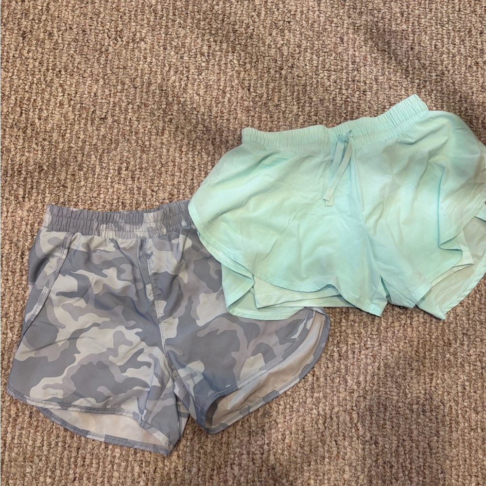 Gray Camo Running Shorts + Mint Layered Athletic Shorts